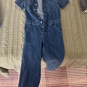 Everlane Blue Denim Jumpsuit with Short Sleeves